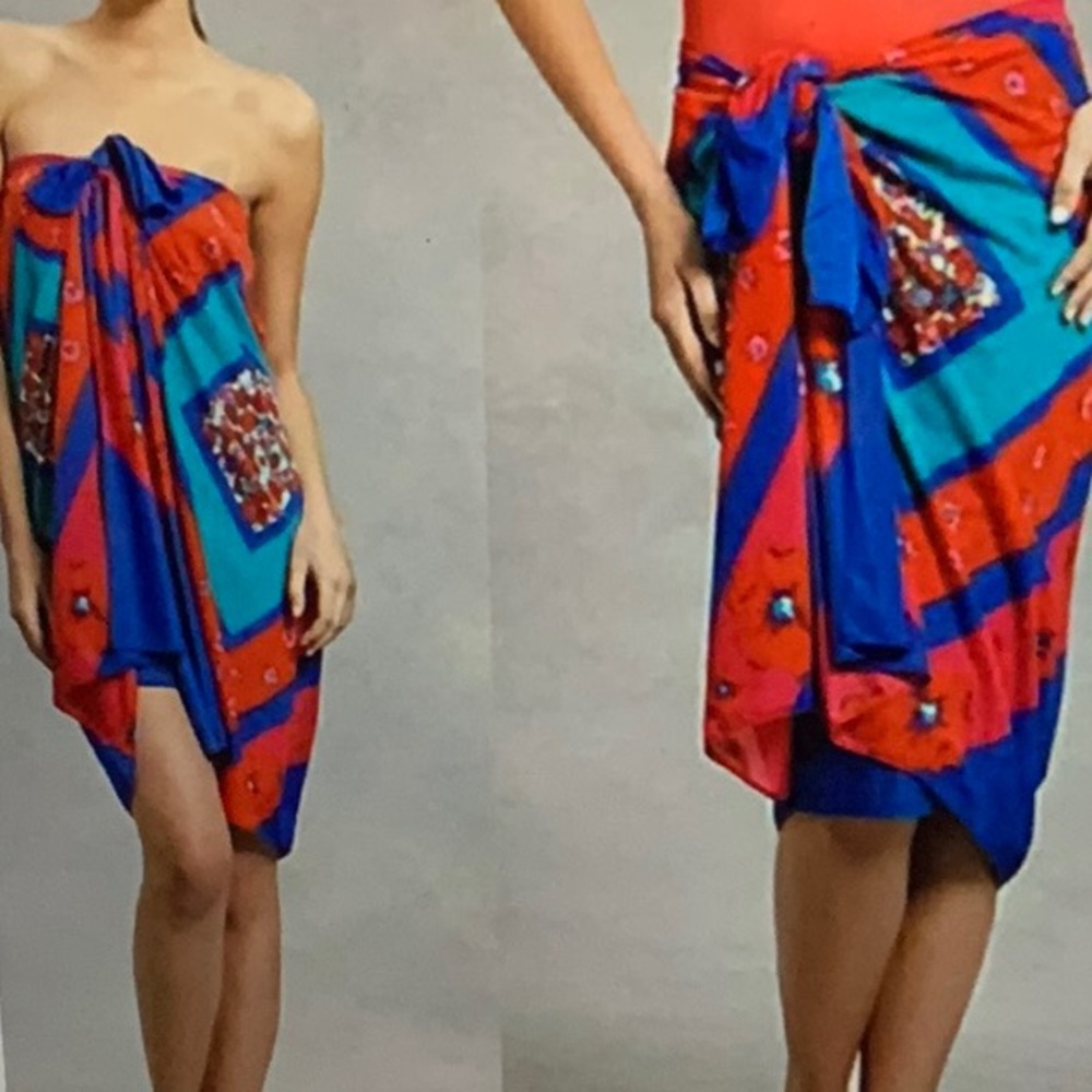 DKNY Floral Print Sarong Dress Cover Up NWOT